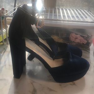 Dark Blue Velvet Heels